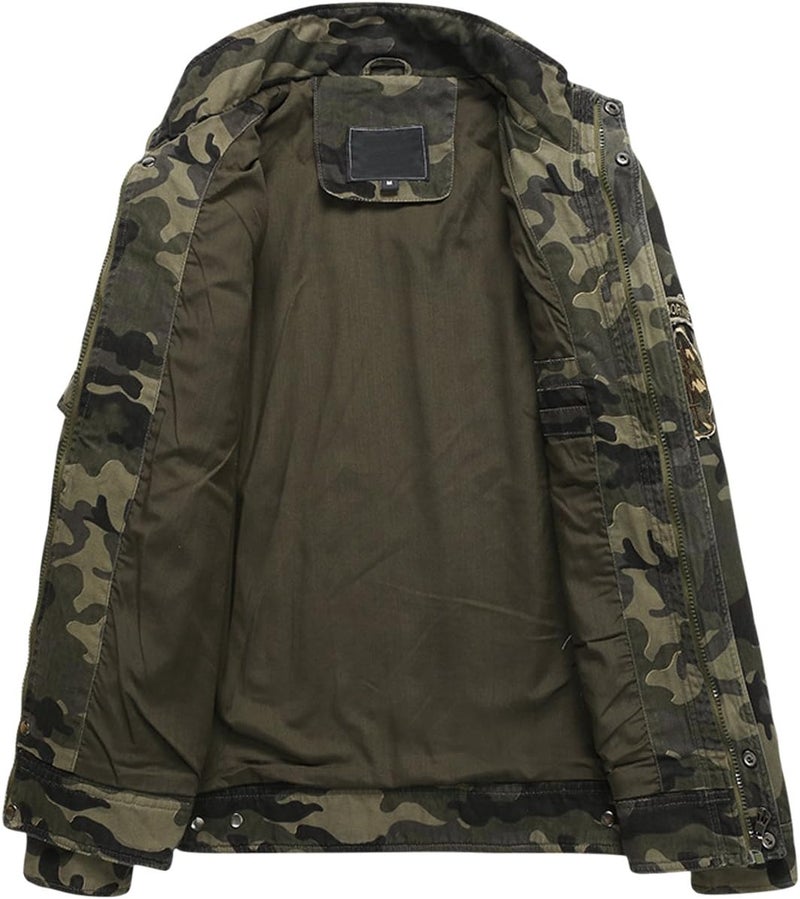 Springrain Men's Casual Military Jackets Camouflage Cotton Army Jacket Outwear - Image 3